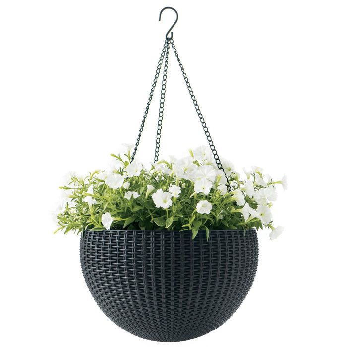 Keter Sphere Planter Hanging Pot, Anthracite, 4 pieces