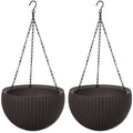 Keter Sphere Planter Hanging Pot, Brown, 2-Pack