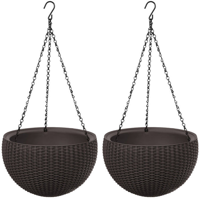 Keter Sphere Planter Hanging Pot, Brown, 2-Pack