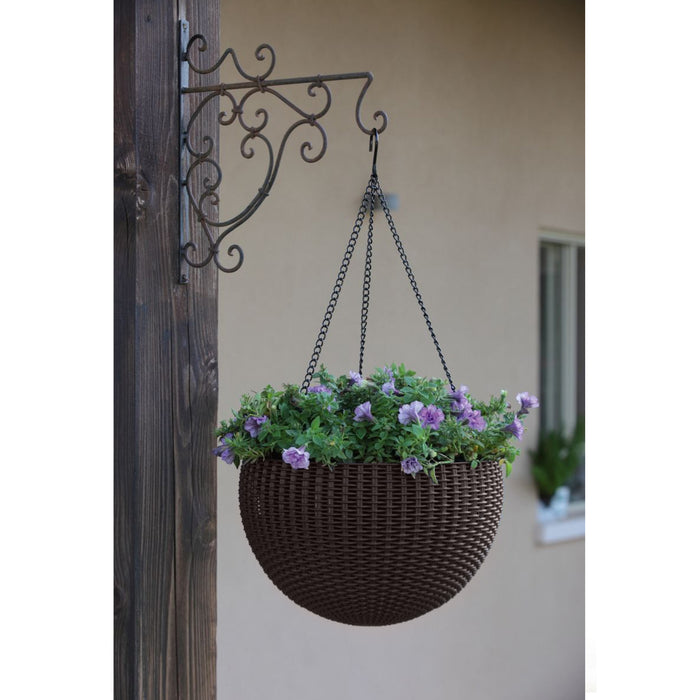 Keter Sphere Planter Hanging Pot, Brown, 2-Pack