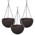 Keter Sphere Planter Hanging Pot, Brown, 3-Pack