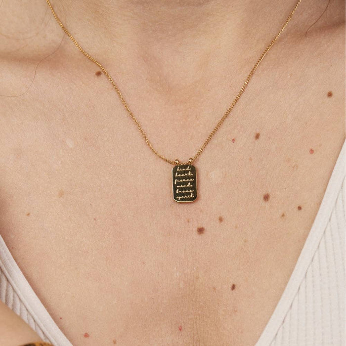 Kind Heart, Fierce Mind, Brave Spirit Necklace in Gold