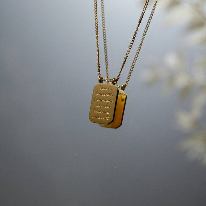 Kind Heart, Fierce Mind, Brave Spirit Necklace in Gold