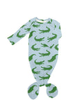 Knotted Gown in Blue Alligators