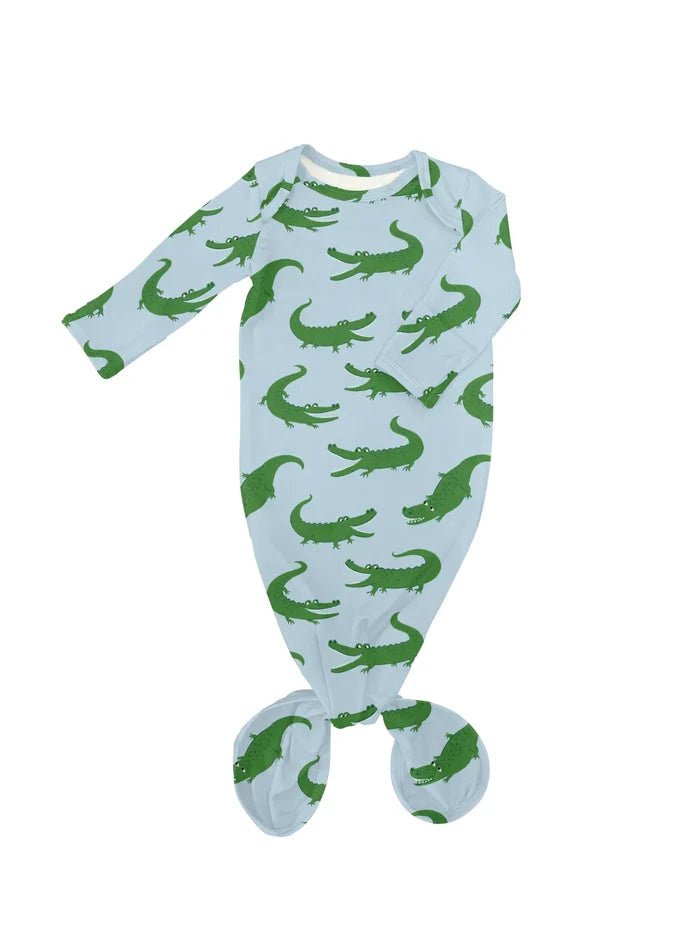 Knotted Gown in Blue Alligators