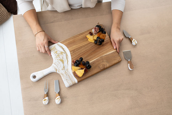 Large Acacia Cheese Board in Gold Quartz