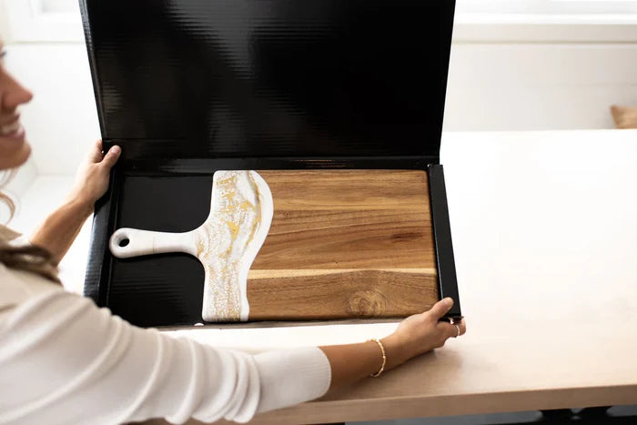 Large Acacia Cheese Board in Gold Quartz