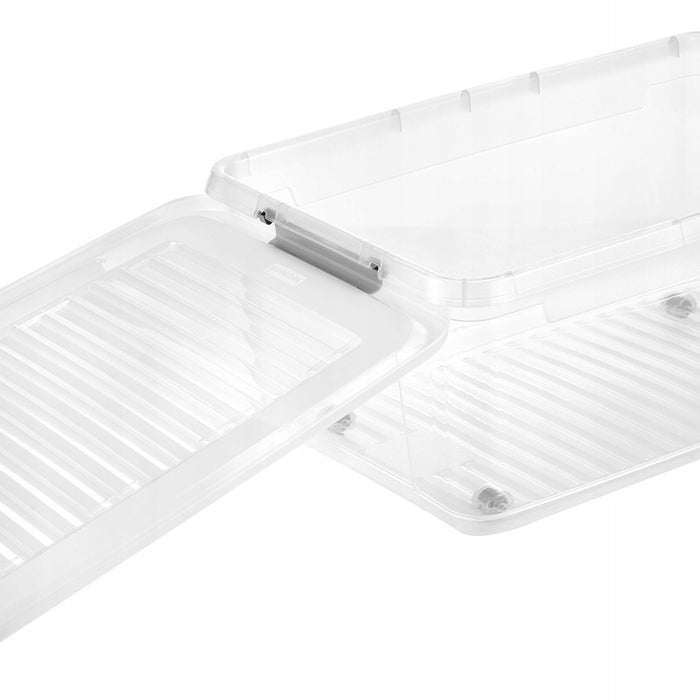 Leo Keeeper container with lid, 37L capacity, clear, with wheels, clip-on lid, 2 pieces