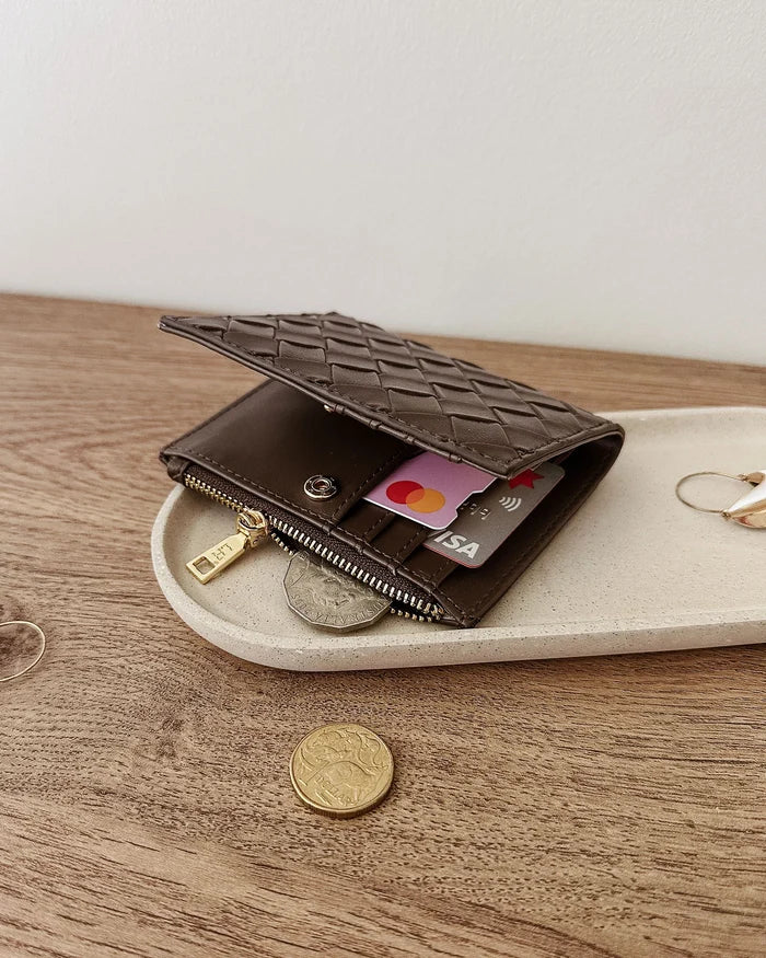 Lily Woven Wallet – Chocolate