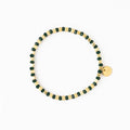 Louise Crystal Stretch Bracelet in Green + Gold
