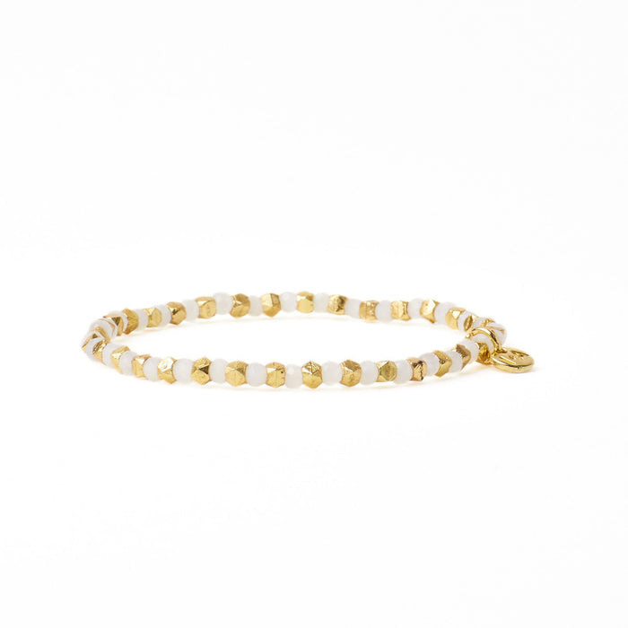 Louise Crystal Stretch Bracelet in White + Gold by Ink & Alloy