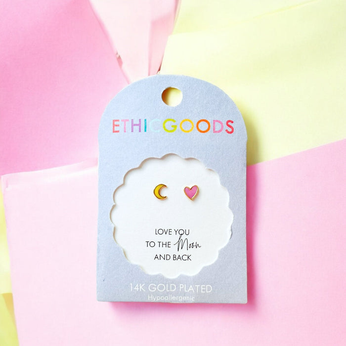 Love You to the Moon Tiny Stud Earrings
