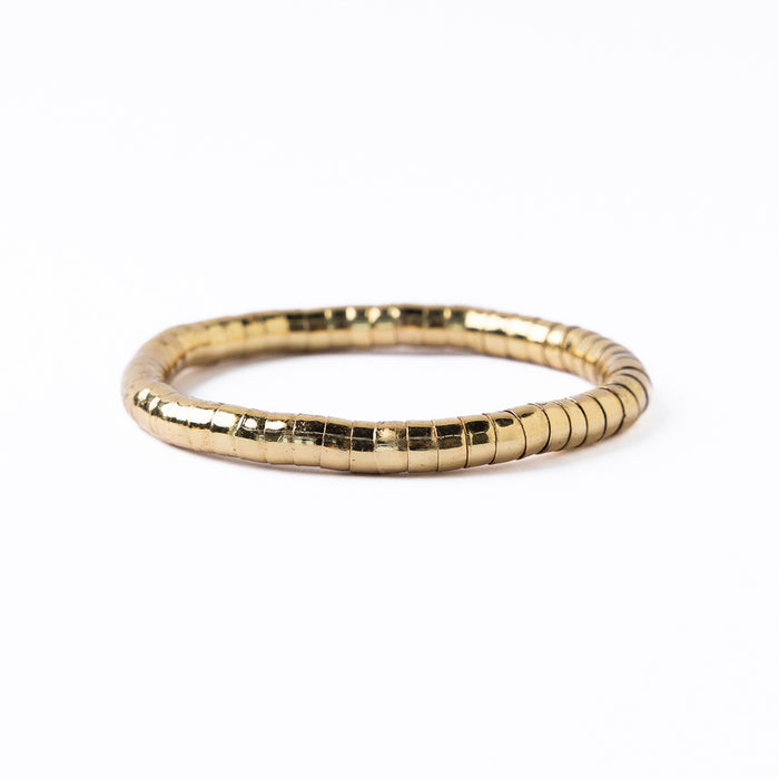 Lucille Round Bead Stretch Bracelet in Brass by Ink & Alloy