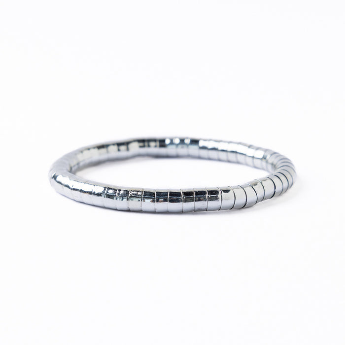 Lucille Round Bead Stretch Bracelet in Silver by Ink & Alloy