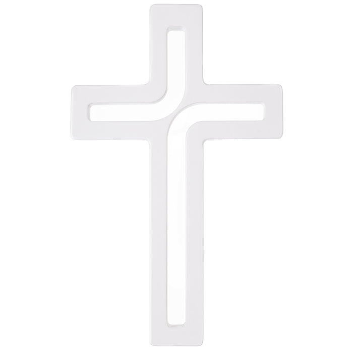 LUDA STUDIO Modern Wooden Hanging Wall Cross WHITE 30 x 18 x 1.8 cm Beech Wood
