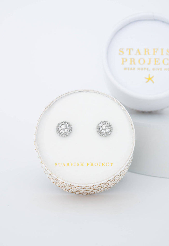 Lustre Bloom Stud Earrings in Platinum