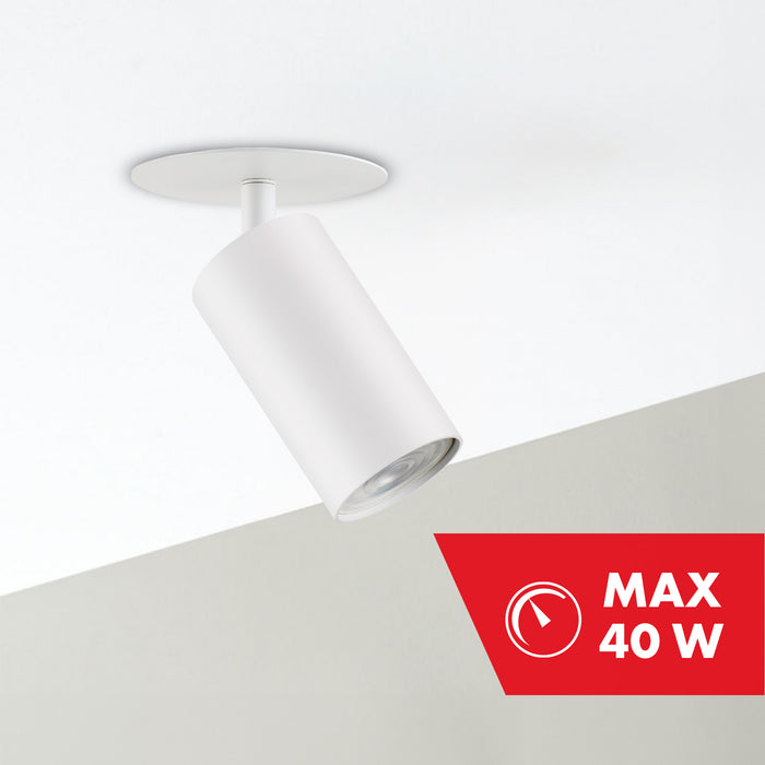 Maclean flush mount / tube luminaire, spot, round, aluminum, GU10, 55x100mm, white, MCE364 W