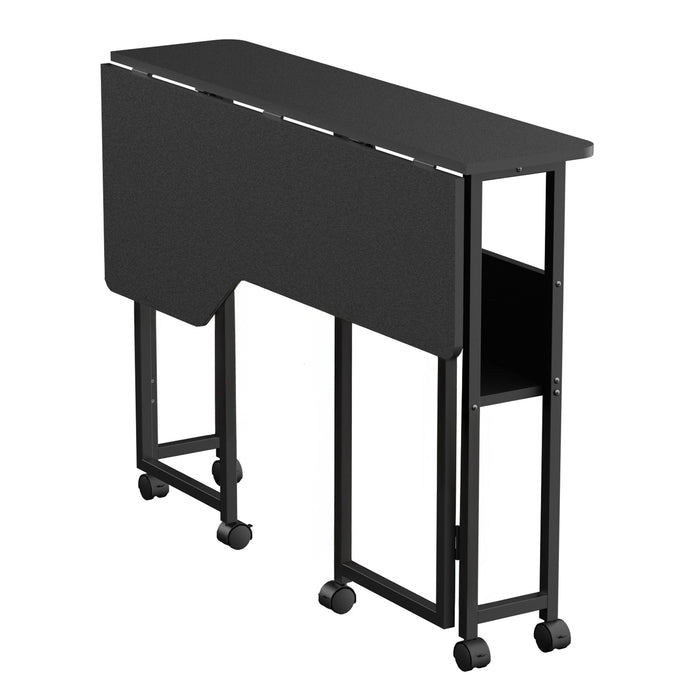 Maclean Folding Desk/Table, Black, Mobile, 100x73 cm, max. 50 kg, Angled, L-Shaped, MC-126 L/B