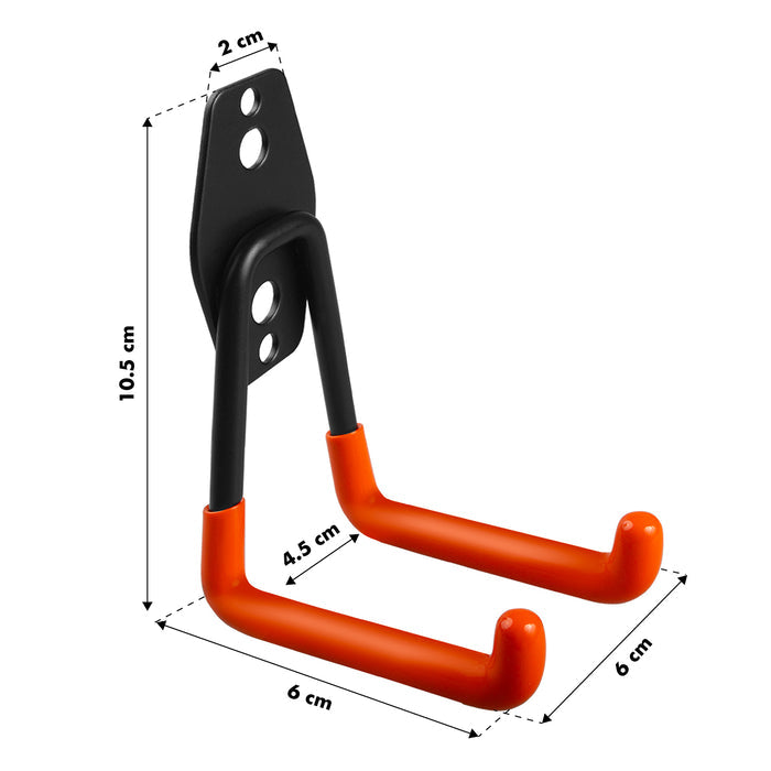 Maclean garage wall mount for tires, gardening tools, ladders, and hoses. Steel, max. load 70 kg, MC-442, 4 pieces