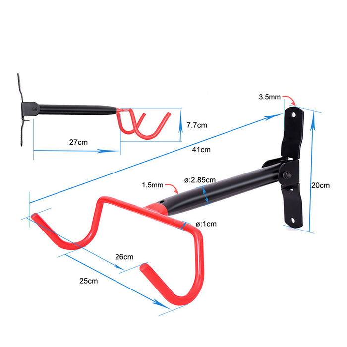 Maclean Horizontal Wall-Mounted Bike Rack, Steel, Max. Load 30 kg, MC-430, 2 pieces