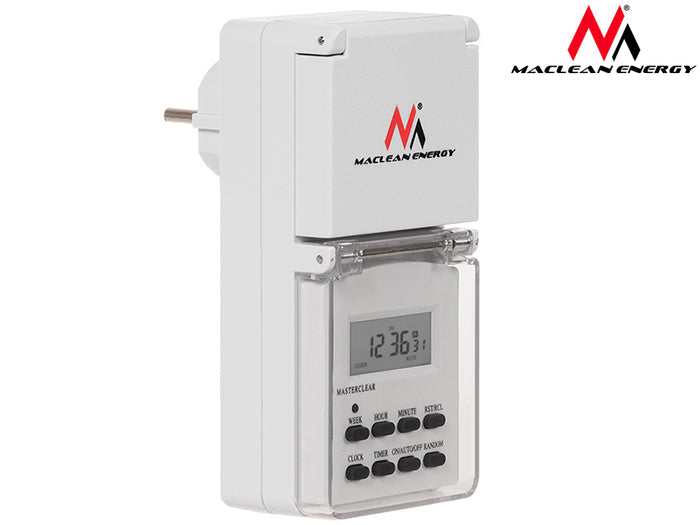 Maclean MCE08 external digital timer, random function, 10 programs, max 156 programs, 3600 W.