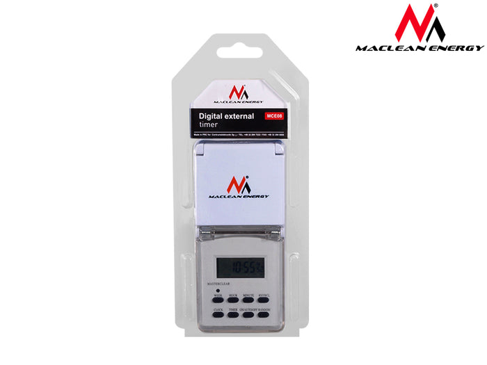 Maclean MCE08 external digital timer, random function, 10 programs, max 156 programs, 3600 W.