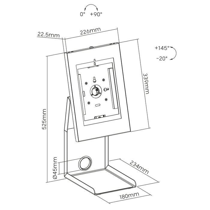 Maclean POS stand for tablet and printer, 1kg max, MC-336