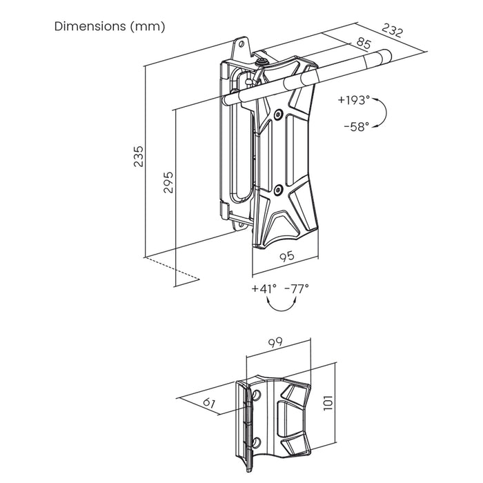 Maclean Wall-Mounted Bike Rack/Hanger, max. load 35 kg, adjustable tilt angle, steel, MC-171, 4 pieces