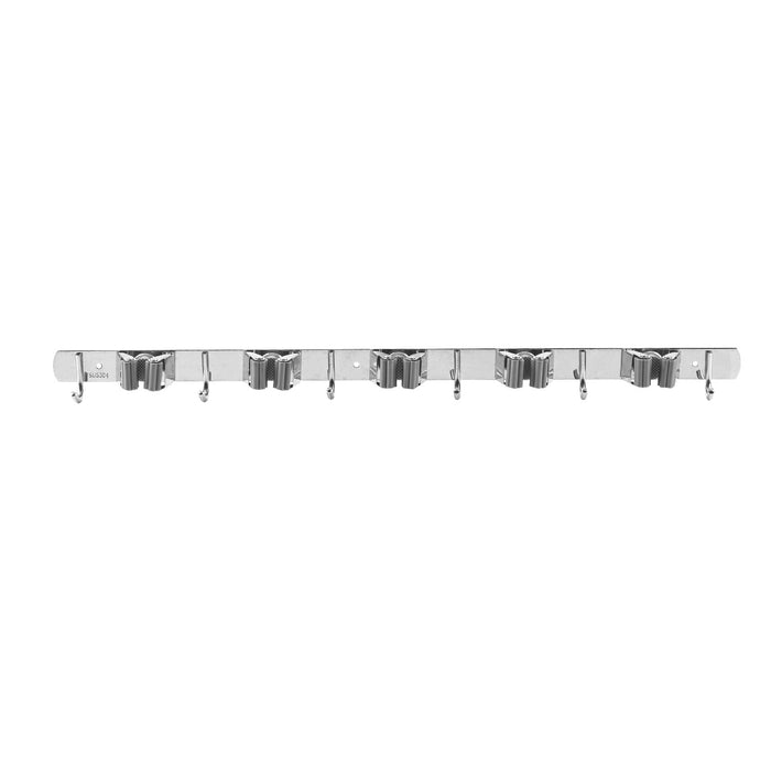 Maclean wall-mounted organizer for garden tools and mops, steel, with hooks, max. load 20 kg, width 60 cm, MC-185