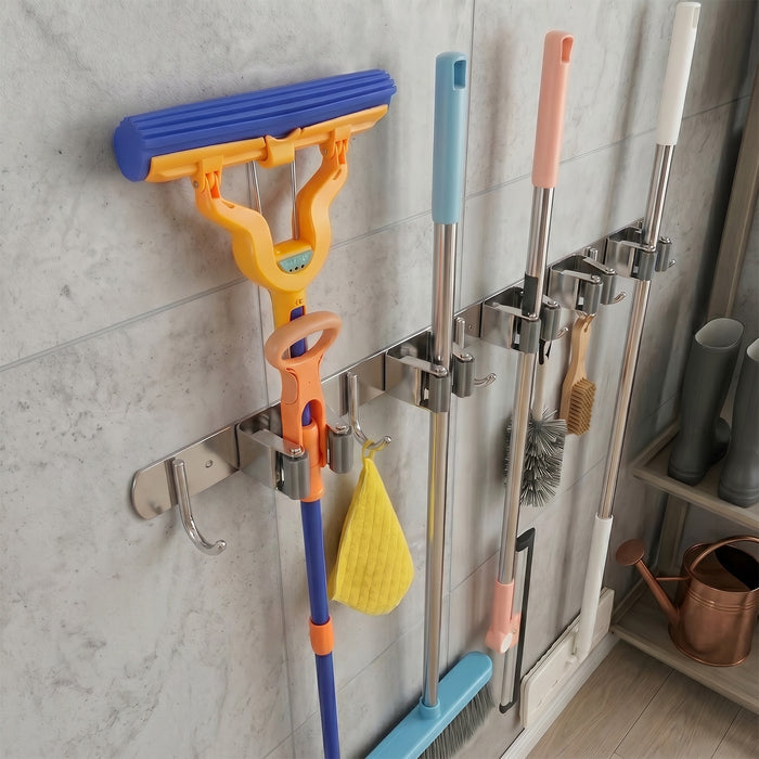 Maclean wall-mounted organizer for garden tools and mops, steel, with hooks, max. load 20 kg, width 60 cm, MC-185