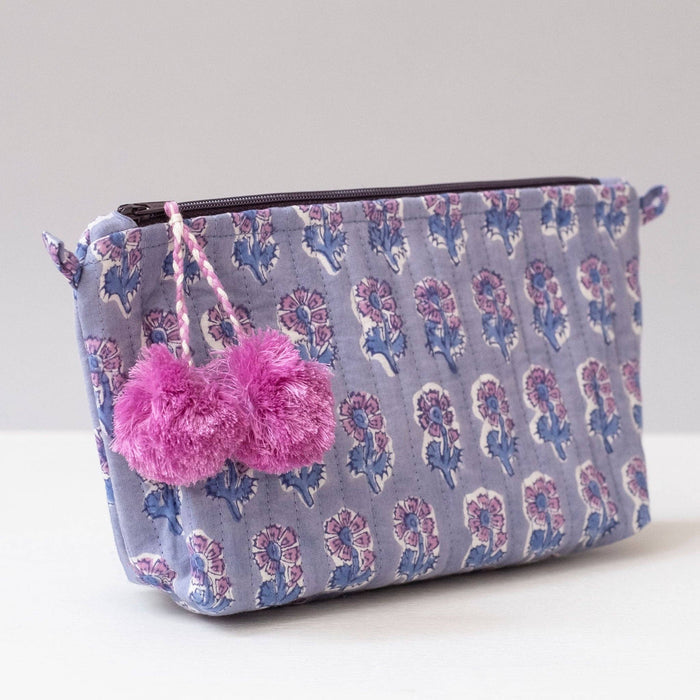 Malin Periwinkle Block Printed Makeup Pouch