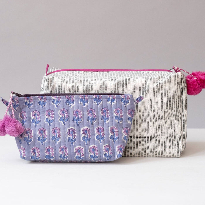 Malin Periwinkle Block Printed Makeup Pouch