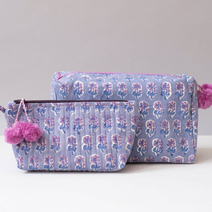 Malin Periwinkle Block Printed Makeup Pouch