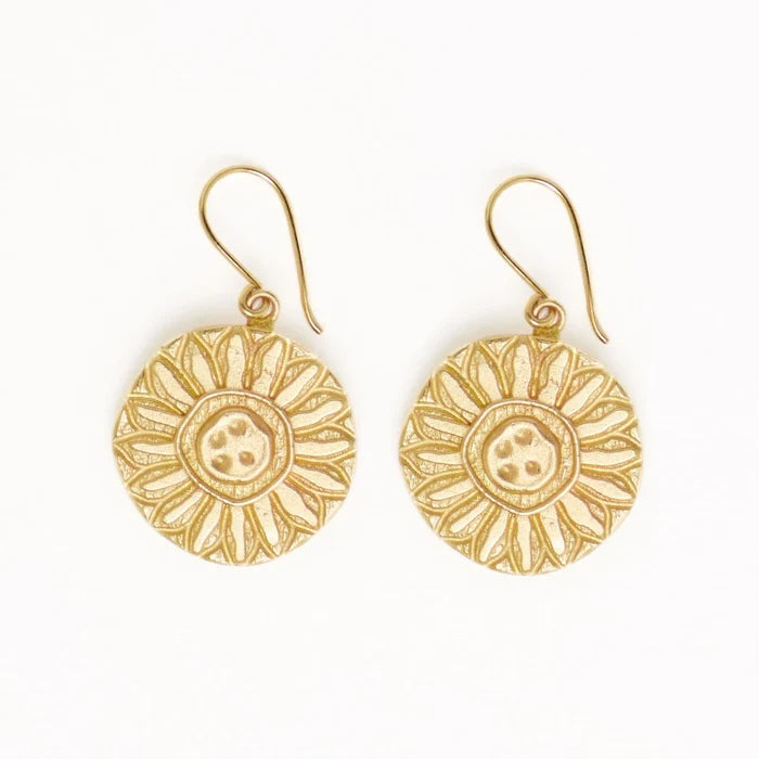 Mara Round Sunflower Dangle Earring