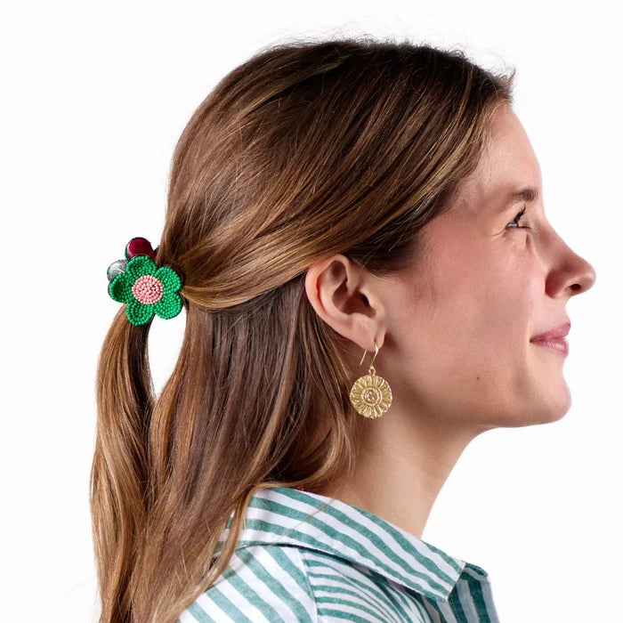 Mara Round Sunflower Dangle Earring