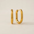 Midi Paperclip Puff Hoop Earrings in Gold (Waterproof)