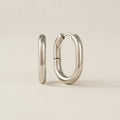 Midi Paperclip Puff Hoop Earrings in Silver (Waterproof)