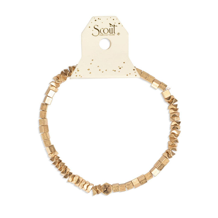Mini Metal Stacking Bracelet - Geometric Gold