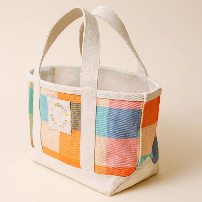 Mini Rainbow Plaid Canvas Tote