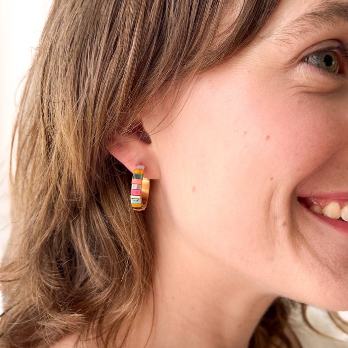 Mixed Color Tila Bead Hoop Earrings