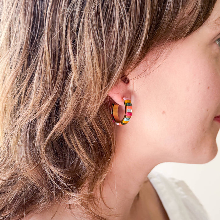 Mixed Color Tila Bead Hoop Earrings