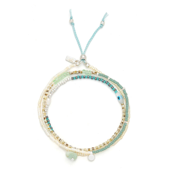 Mixed Media Wrap Bracelet/Necklace - Courage/Amazonite/Silve