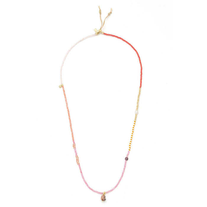 Mixed Media Wrap Bracelet/Necklace - Love/Rhodocrosite/Gold