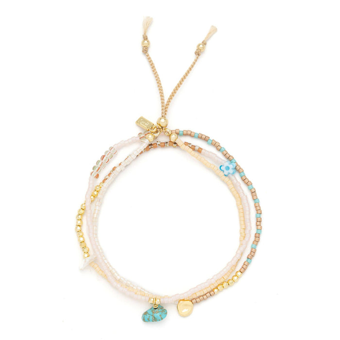 Mixed Media Wrap Bracelet/Necklace - Tranquility/Turquoise/G