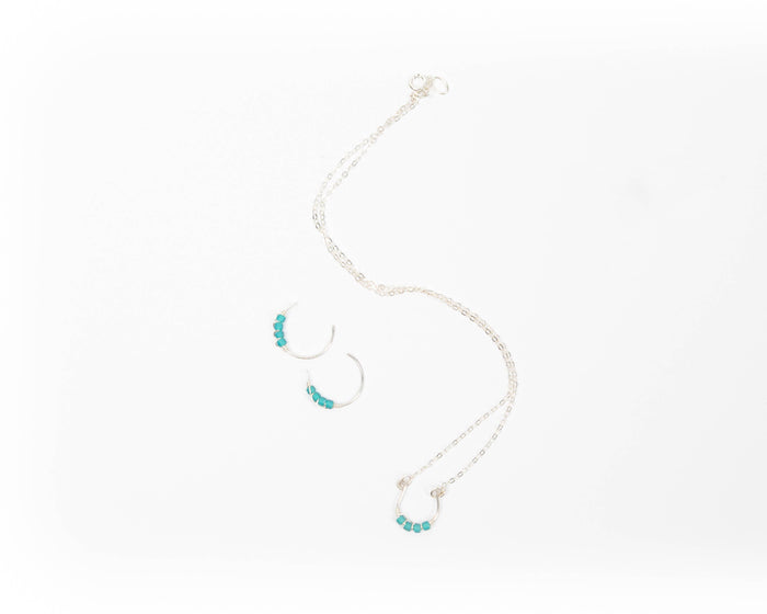 Moab Western Beaded Hoop Earrings in Sterling Silver