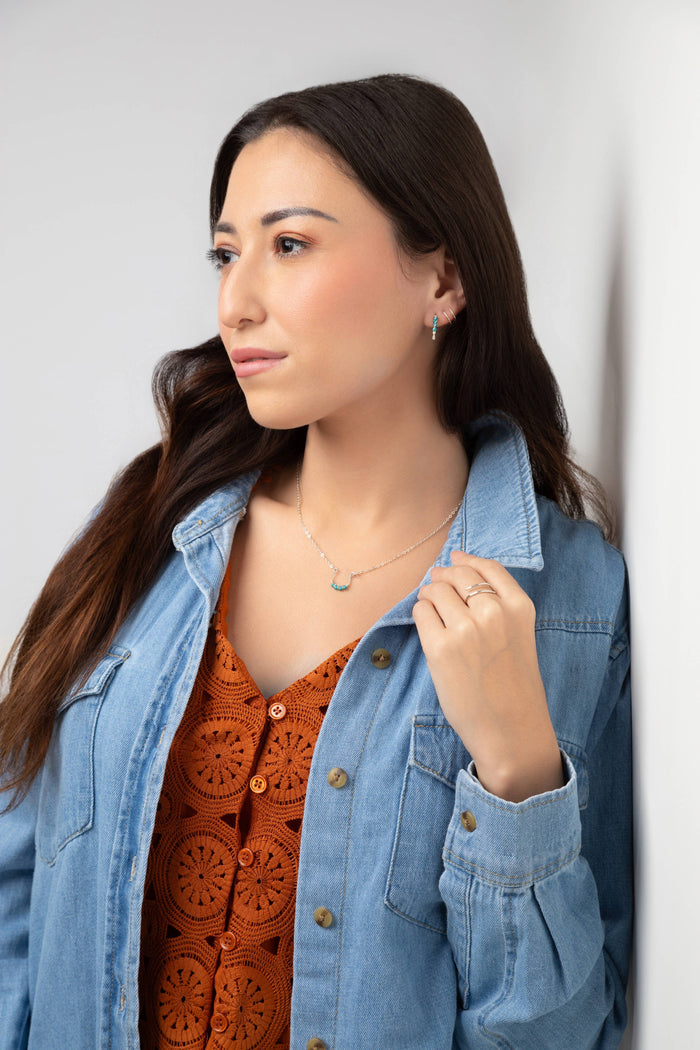 Moab Western Beaded Hoop Earrings in Sterling Silver