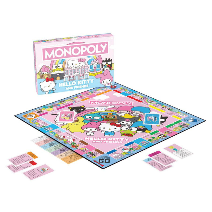 Monopoly Hello Kitty and Friends board game set with packaging on a white background