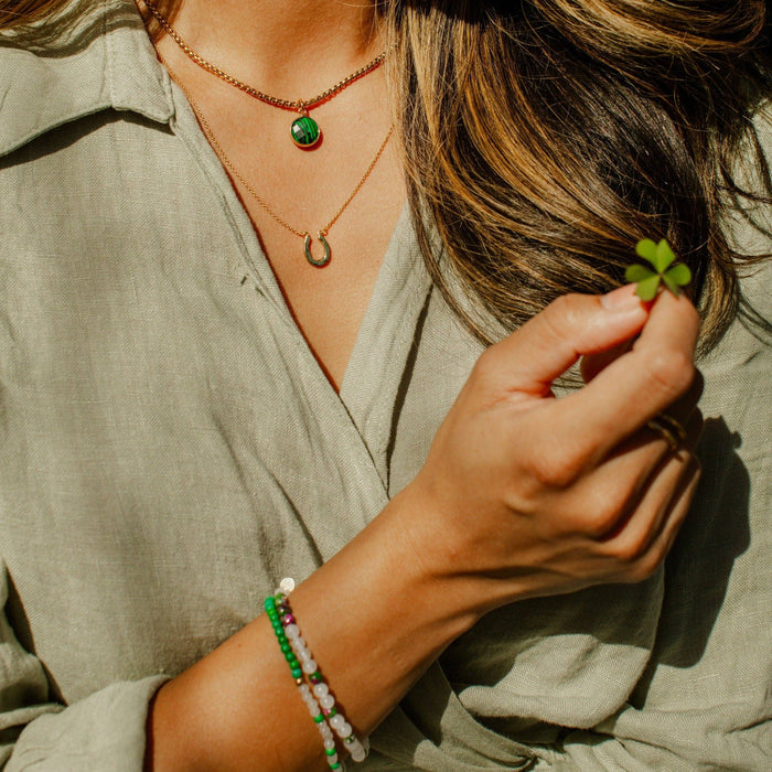 Morse Code Bracelet | LUCKY: Zoisite & Cloudy Glass