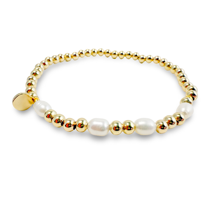 Morse Code Pearl & Gold Bracelet | BRAVE