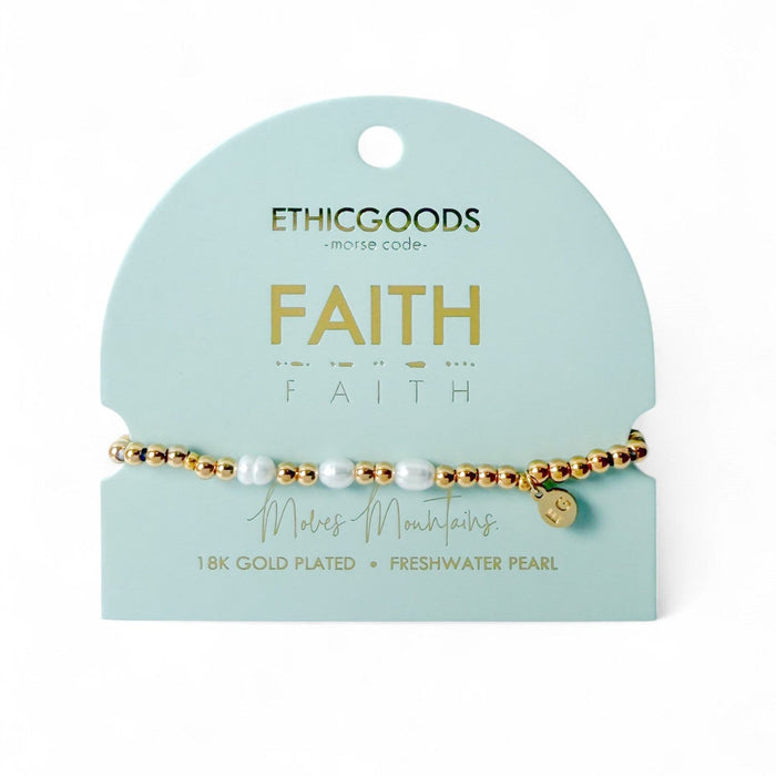 Morse Code Pearl & Gold Bracelet | FAITH